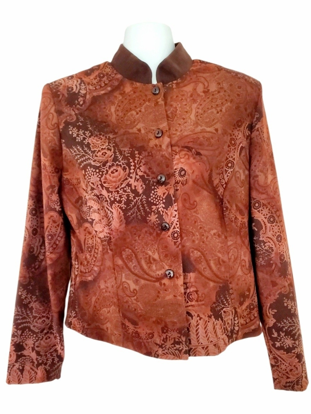 Warm Tone Floral Button-Front Blazer